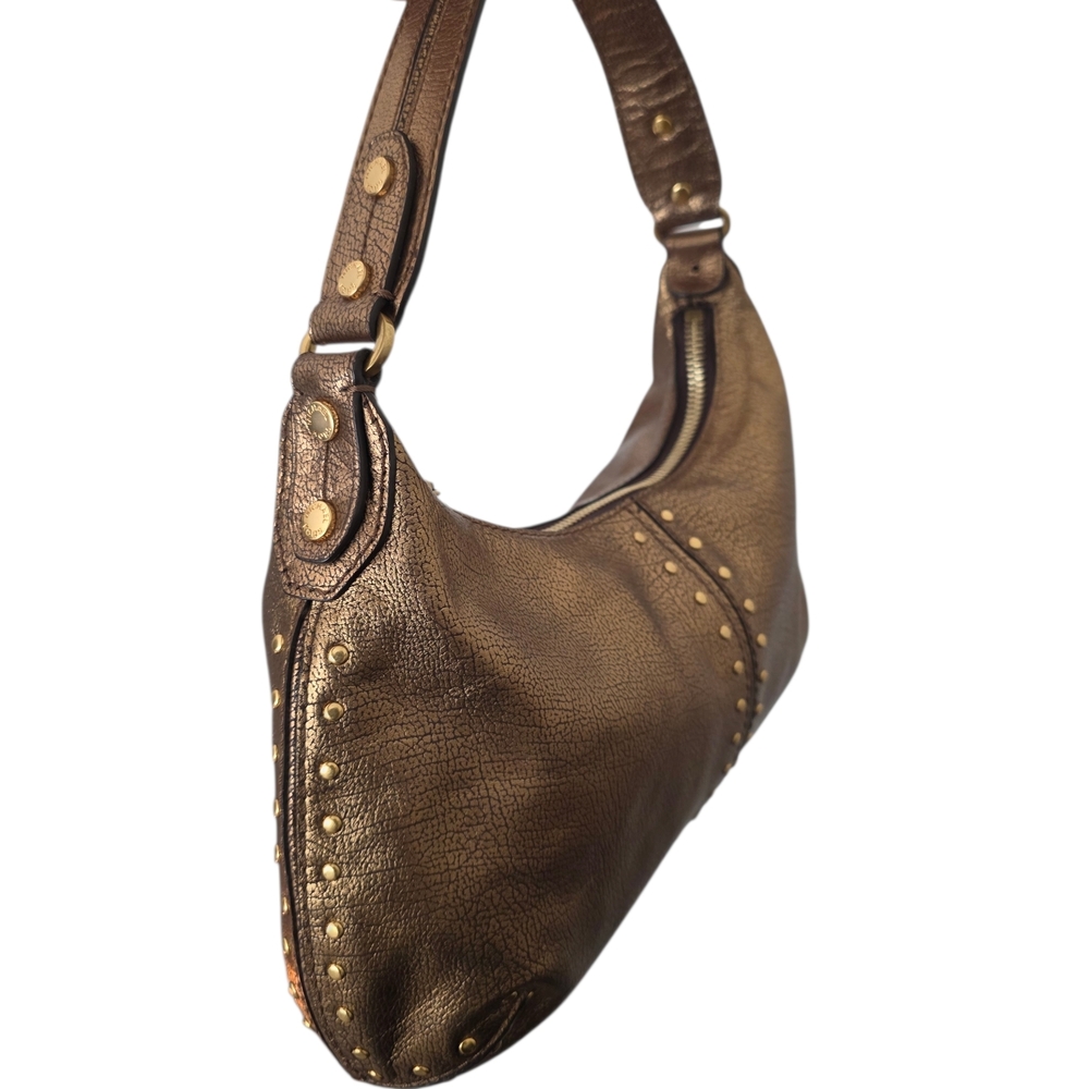Metallic Bronze Studded Hobo Bag - Women - Picture 3 of 8